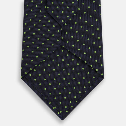 Green and Navy Micro Dot Silk Tie Image 2