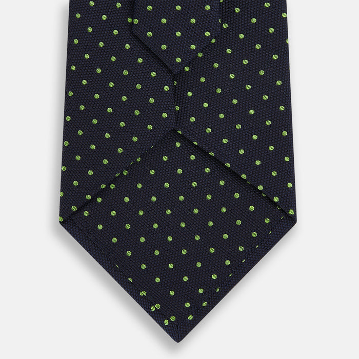 Green and Navy Micro Dot Silk Tie Image 2
