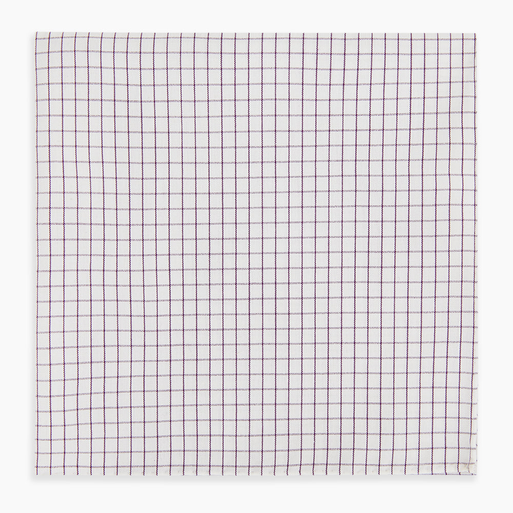 Hand Rolled Purple Graph Check Handkerchief