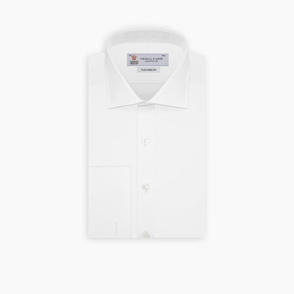 Tailored Fit Two-Fold 120 White Cotton Shirt with Kent Collar and Double Cuffs Image 4