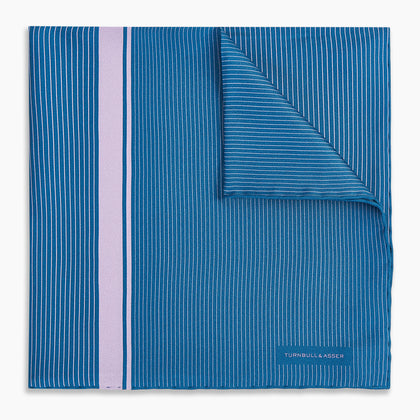Blue and Lilac Stripe Silk Pocket Square Image 4