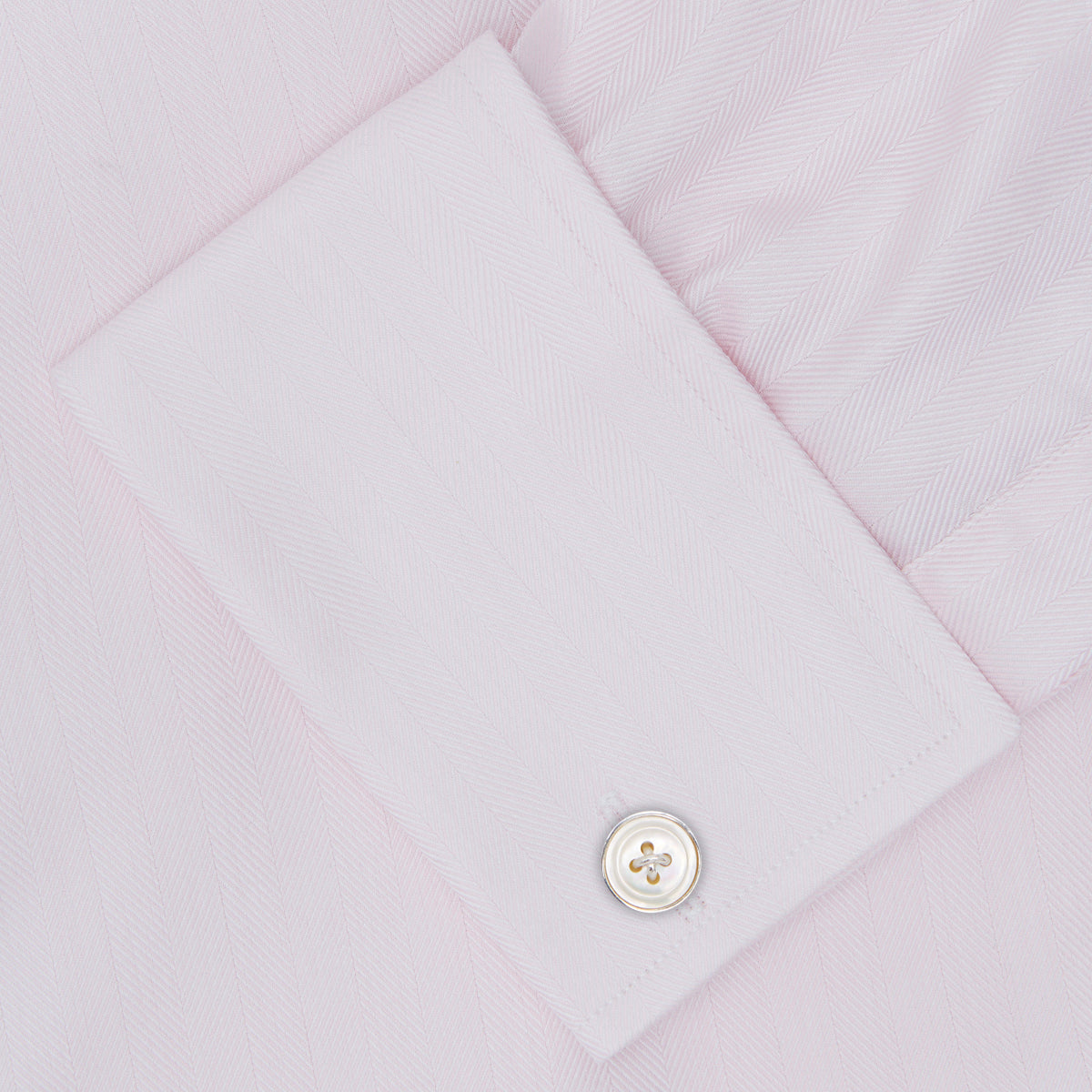 View 6 of product Pink Herringbone Superfine Cotton Shirt with T&A Collar and Double Cuffs