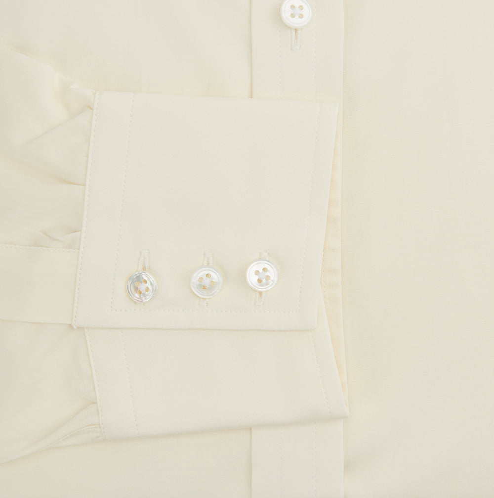 Cream Cotton Shirt with T&A Collar and 3-Button Cuffs