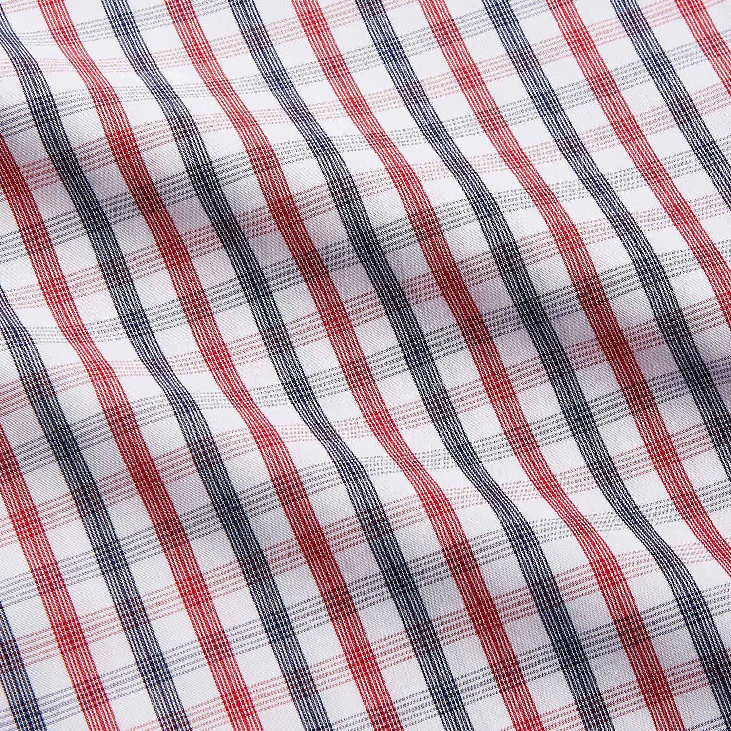 Navy and Red Check Cotton Regular Fit Mayfair Shirt