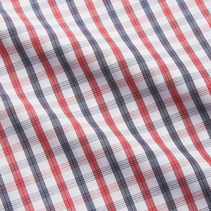 Navy and Red Check Cotton Regular Fit Mayfair Shirt Image 2