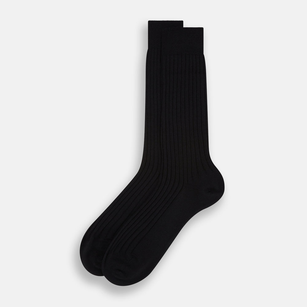 Black Wool Mid-Length Socks