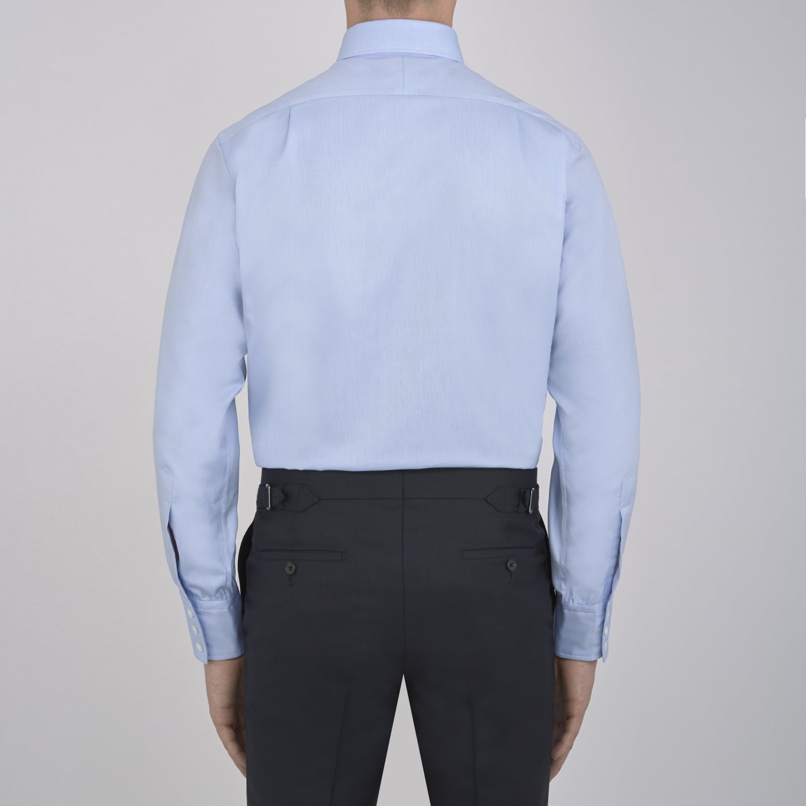 View 5 of product Light Blue Royal Oxford Cotton Shirt with Button-Down Collar and 3-Button Cuffs