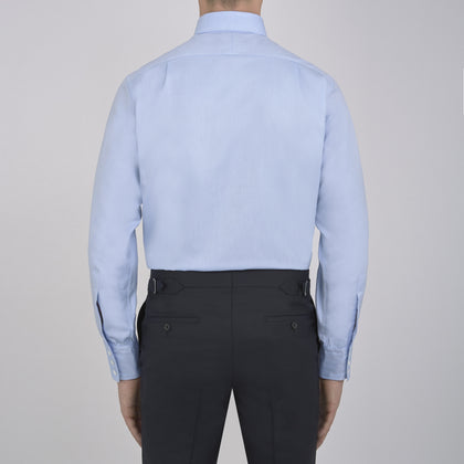 Light Blue Royal Oxford Cotton Shirt with Button-Down Collar and 3-Button Cuffs Image 4