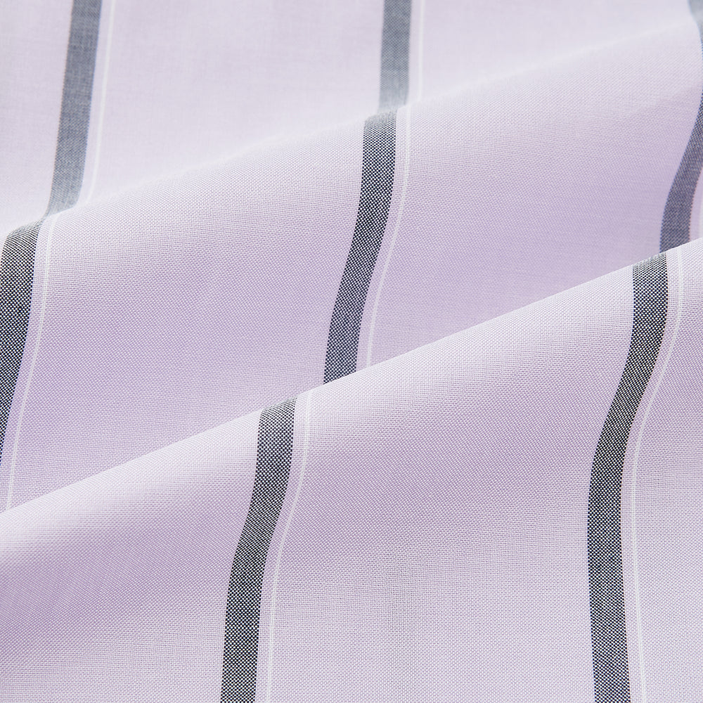 Lilac Track Stripe Shirt with Contrast T&A Collar and Cuffs
