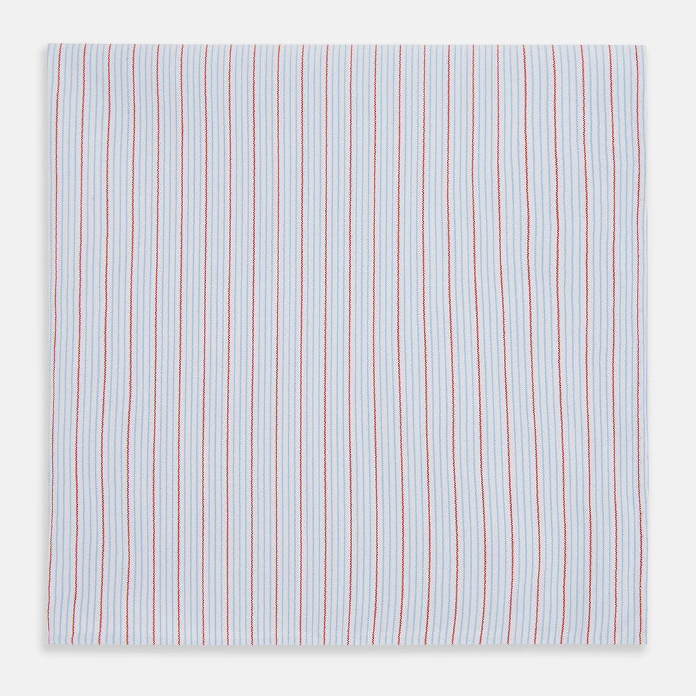 Hand Rolled Red Multi Pinstripe Handkerchief