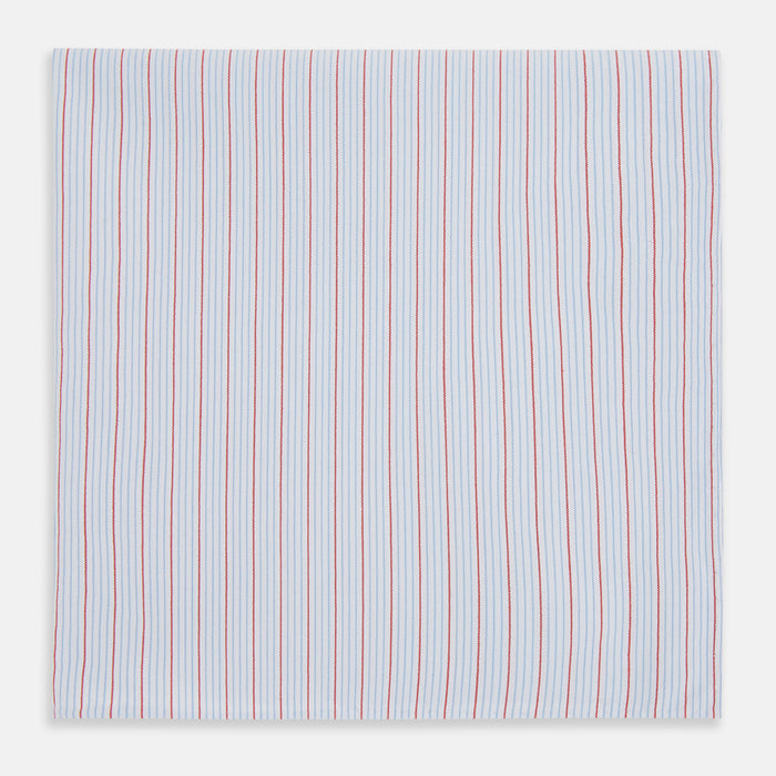 Hand Rolled Red Multi Pinstripe Handkerchief