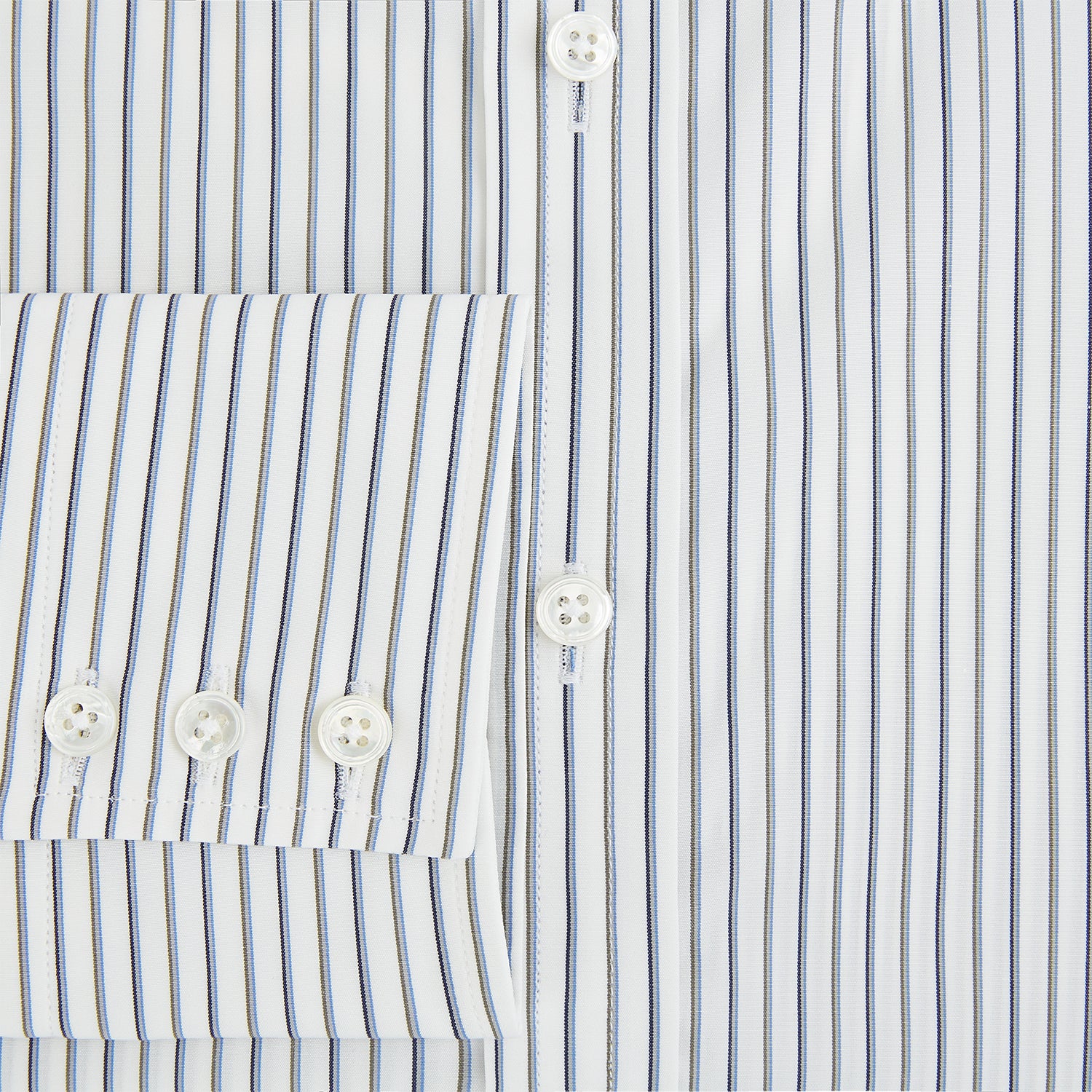 View 4 of product Brown and Blue Shadow Stripe Mayfair Shirt