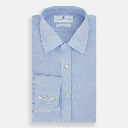 PALE BLUE LINEN MAYFAIR SHIRT Image 4