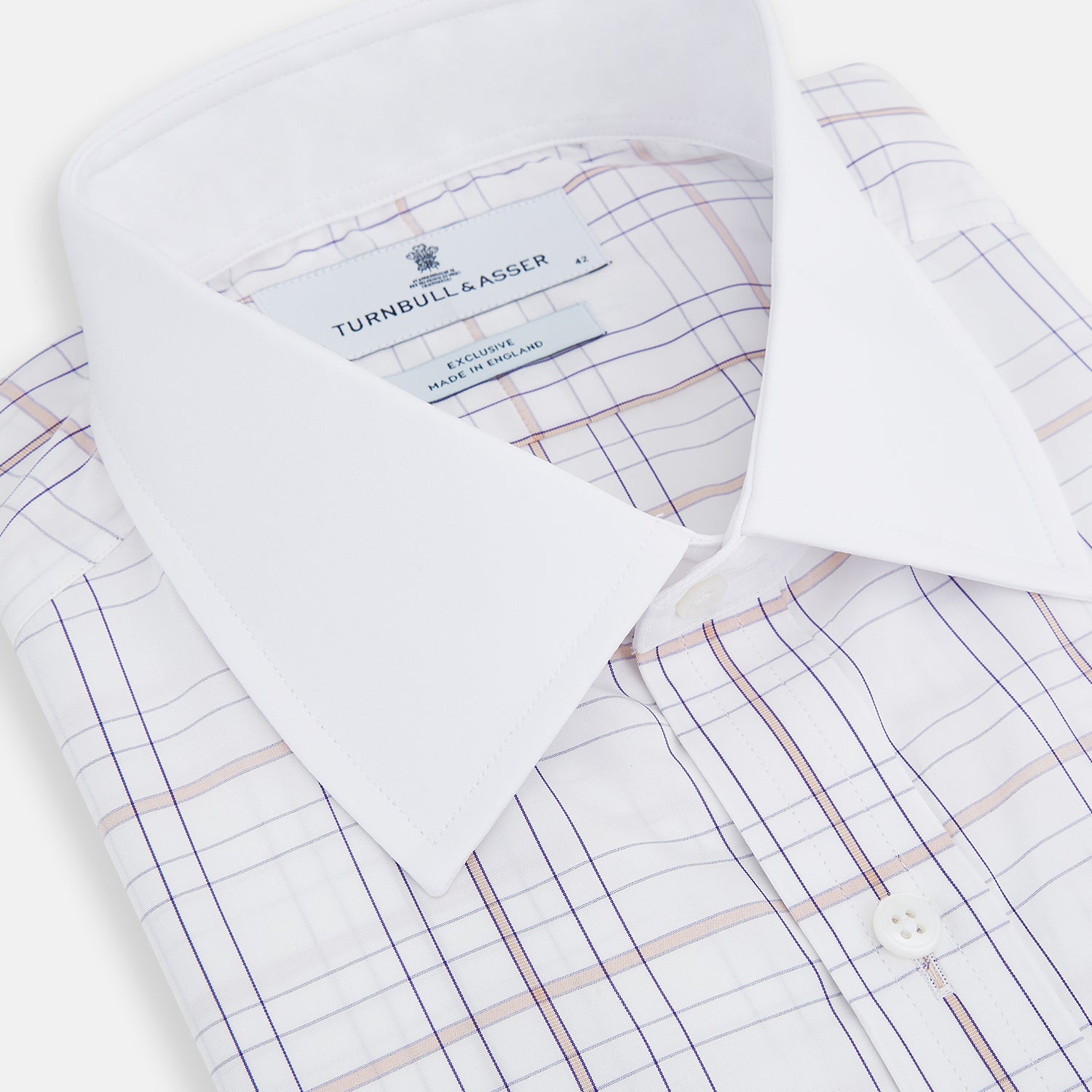 View 2 of product Purple Multi Plaid Check Shirt with Contrast Collar and Double Cuffs