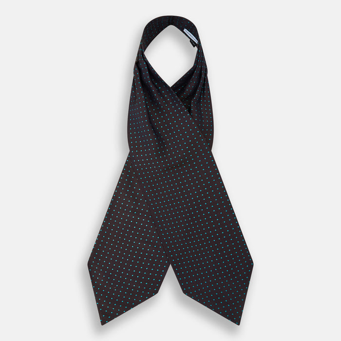 Blue and Dark Brown Micro Dot Silk Cravat Image 1