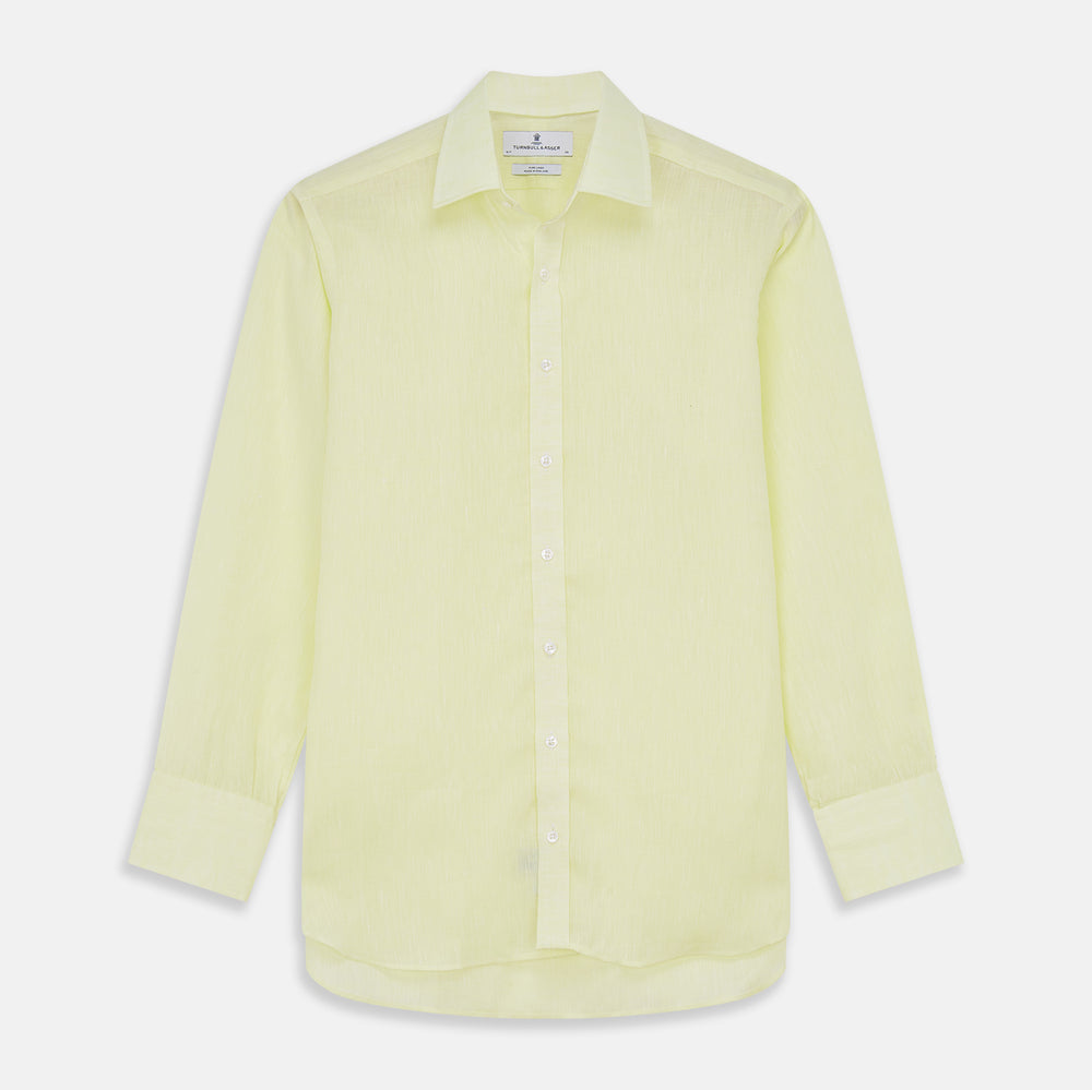 Yellow Linen Regular Fit Mayfair Shirt