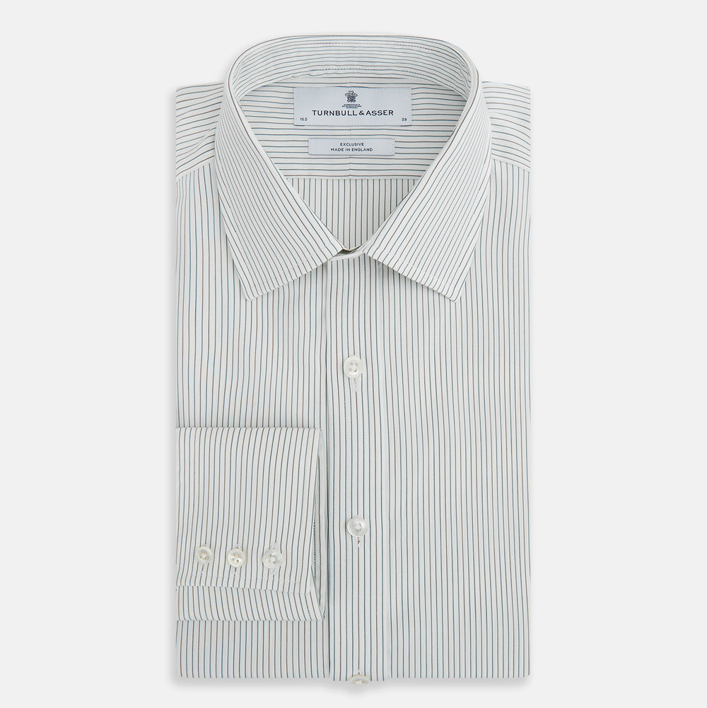Green and Brown Ticking Stripe Mayfair Shirt