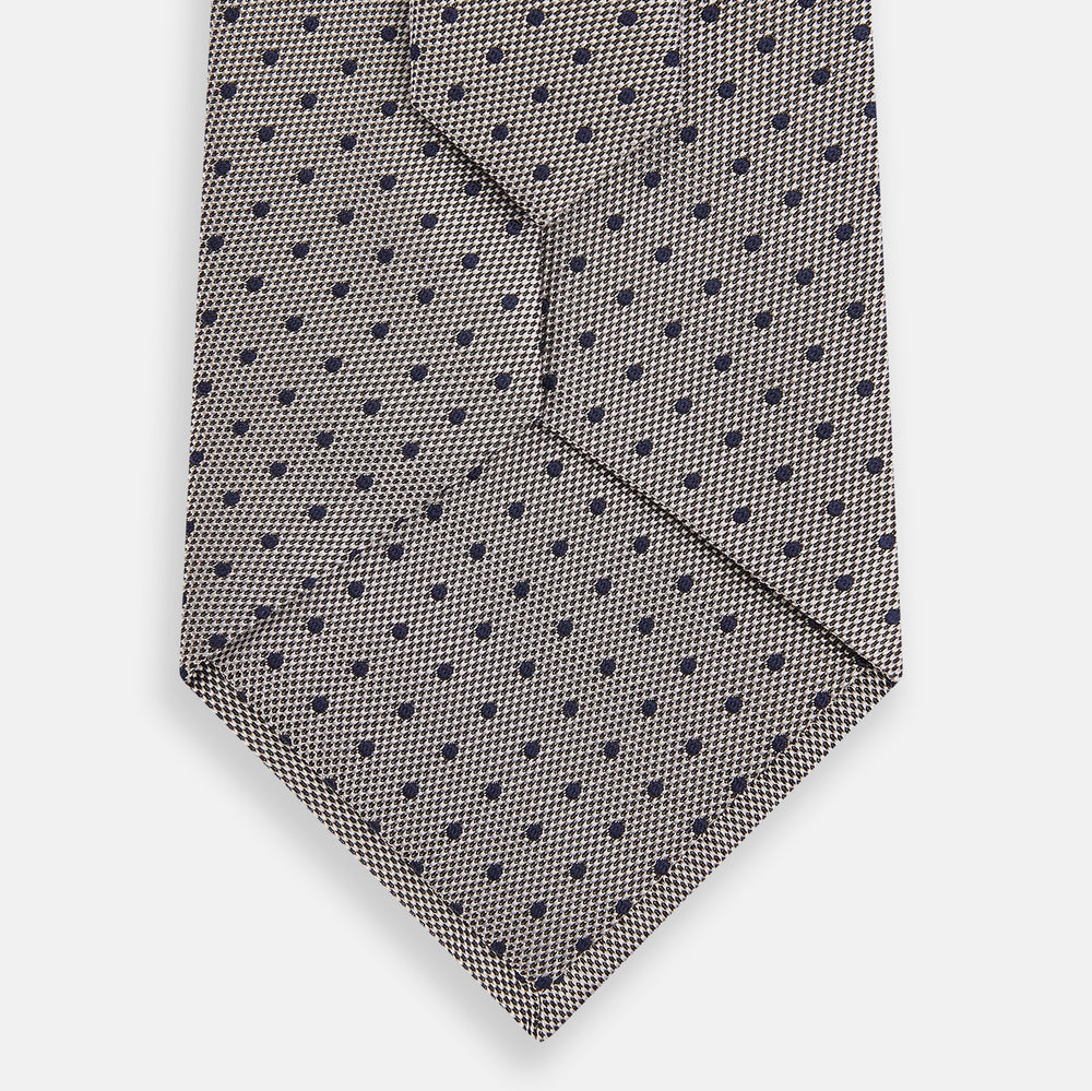Navy and Lilac Micro Dot Silk Tie