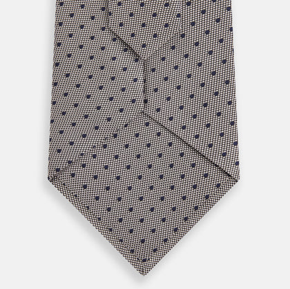 Navy and Lilac Micro Dot Silk Tie Image 2