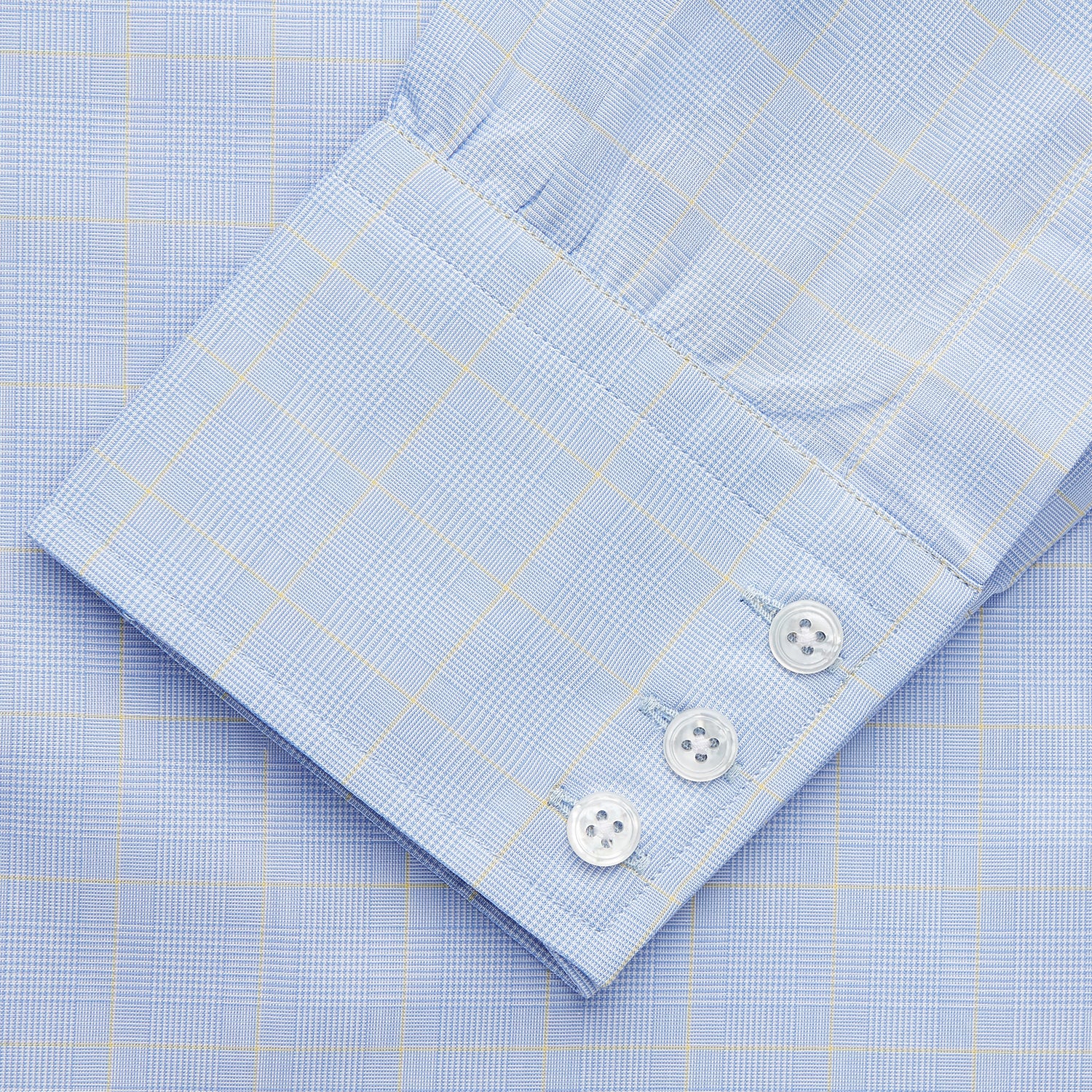 View 3 of product Yellow and Blue Prince of Wales Check Belgravia Shirt