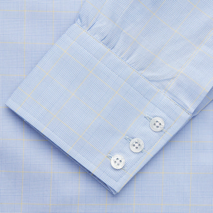 Yellow and Blue Prince of Wales Check Belgravia Shirt Image 2