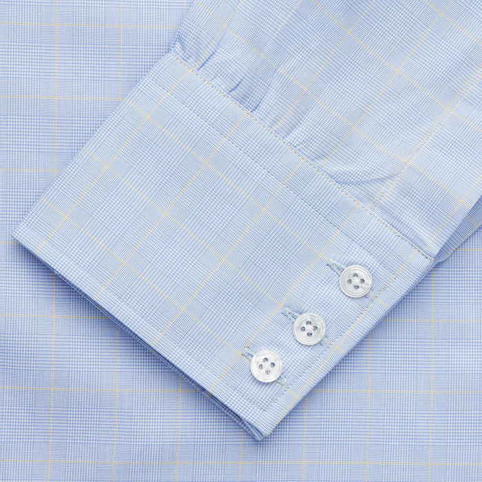 Yellow and Blue Prince of Wales Check Belgravia Shirt Image 2