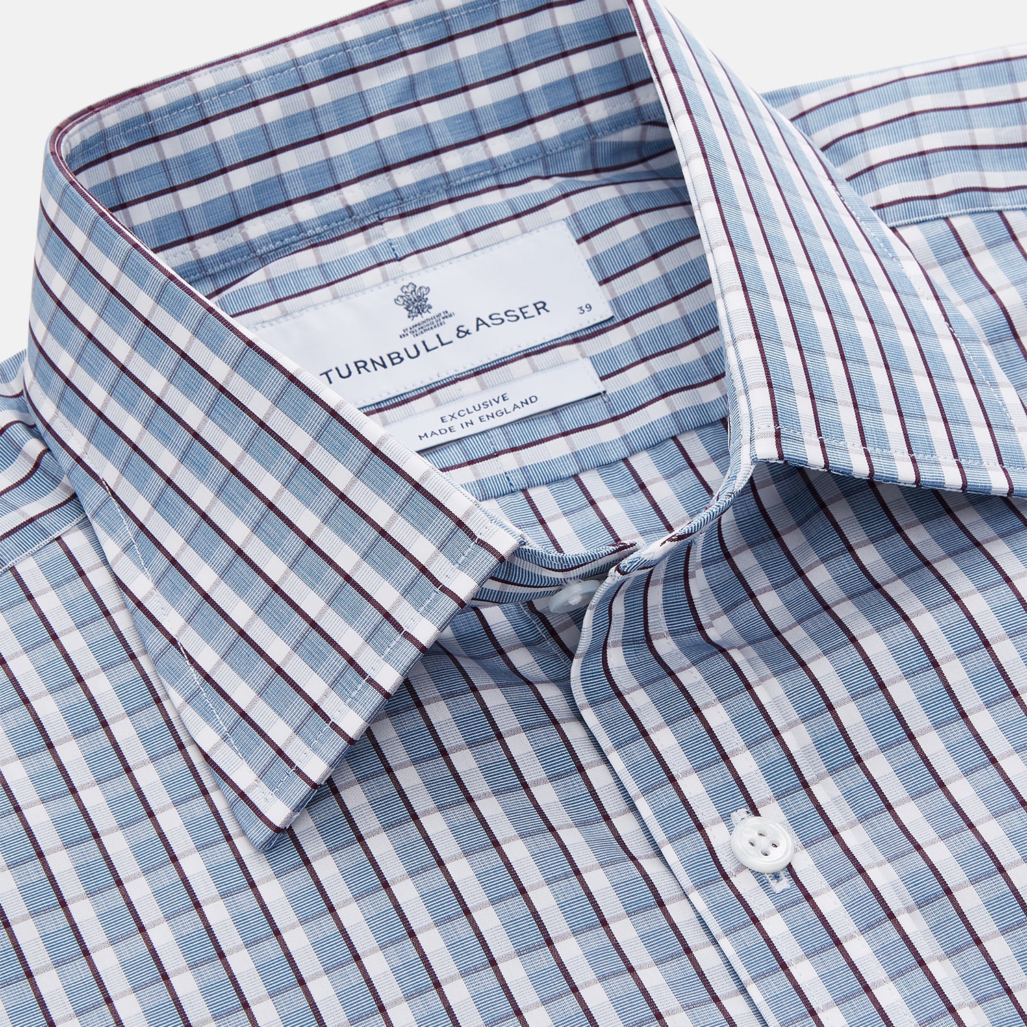 View 4 of product Blue and White Check Cotton Regular Fit Mayfair Shirt