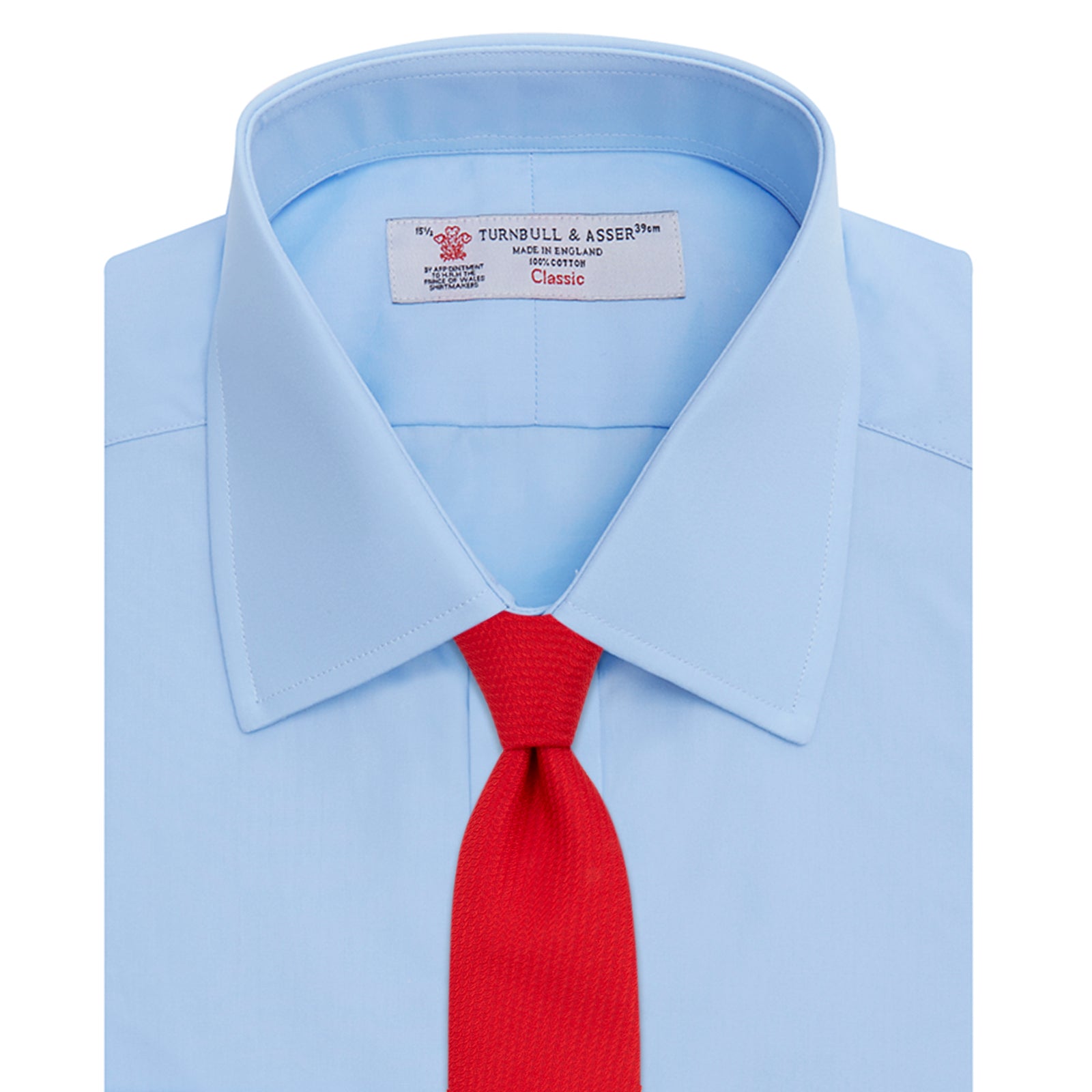 View 4 of product Light Blue Cotton Shirt with T&A Collar and 3-Button Cuffs