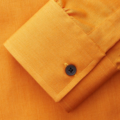 Orange Weekend Fit Cotton & Wool Shirt with Derby Collar and 1 Button Cuffs Image 4