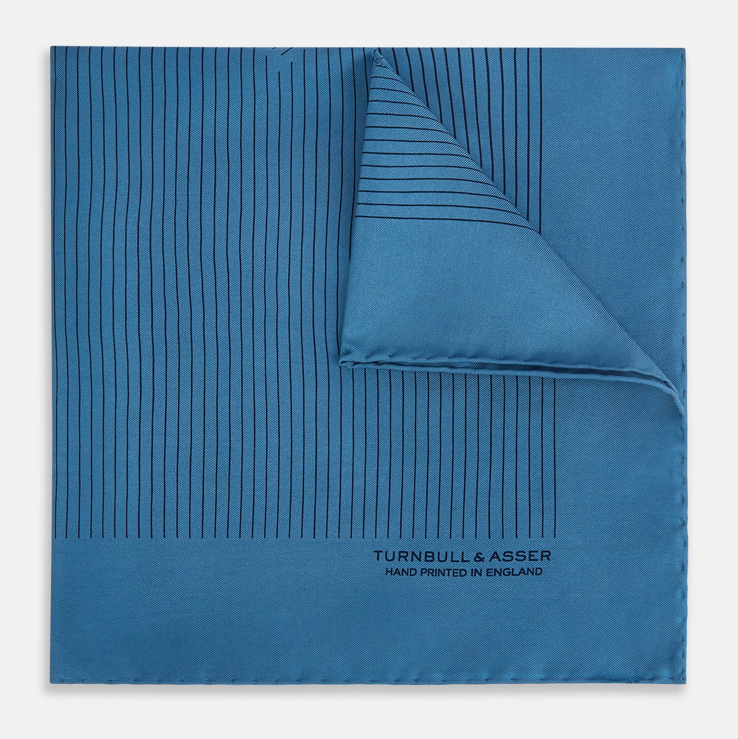 View 1 of product Blue Stripe Silk Pocket Square