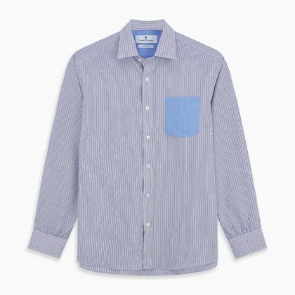 Blue Multi Stripe Cotton RE-PURPOSE Weekend Fit Finch Shirt Image 5