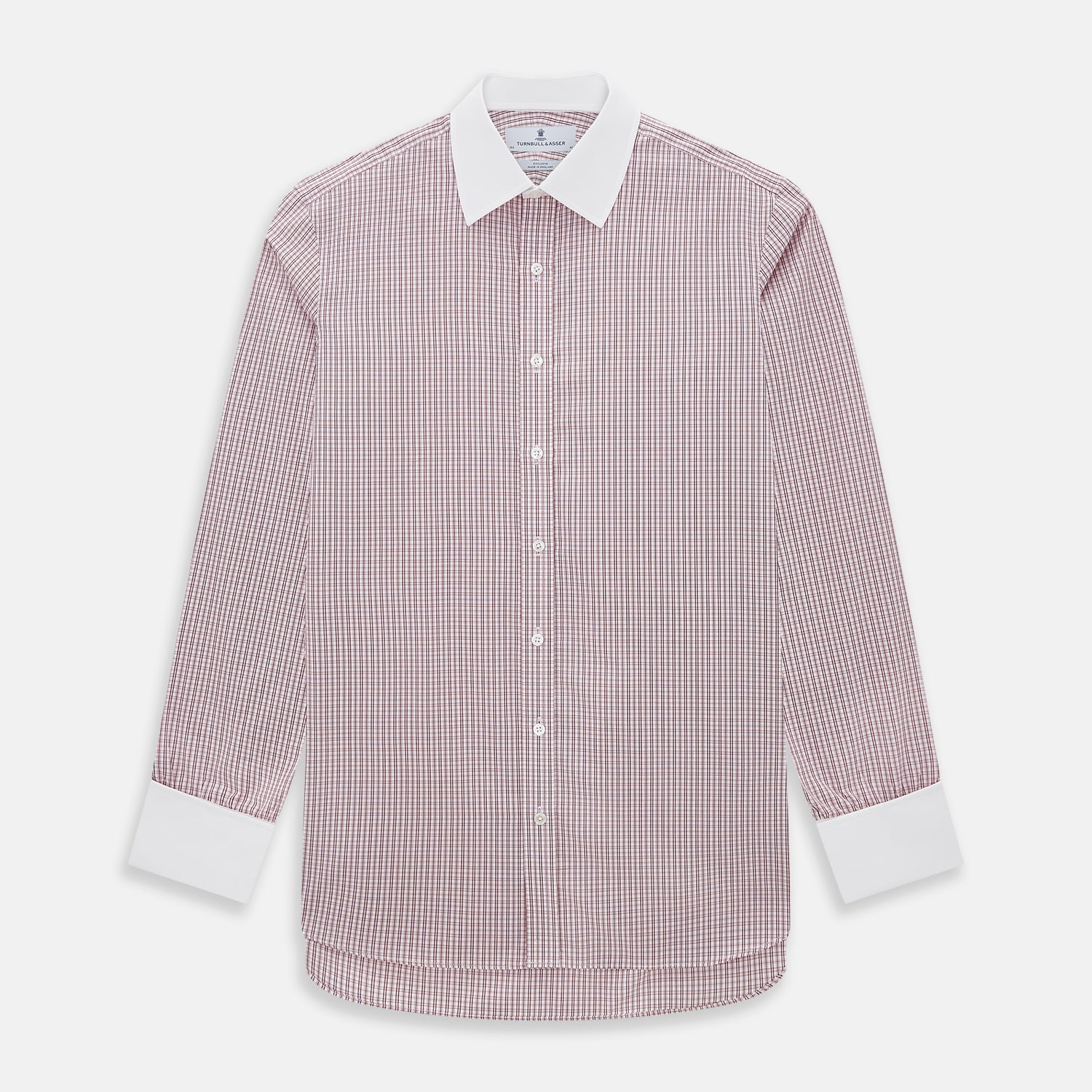 View 1 of product Red Micro Check Shirt with Contrast T&A Collar and Cuffs