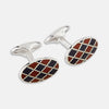 View 1 of product Burgundy and Navy Checkered Oval Enamel Cufflinks