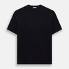 View 1 of product A navy short-sleeve pyjama shirt by Turnbull & Asser is laid flat on a white background, featuring a round neckline and a minimalist design—perfect for relaxed wear.
