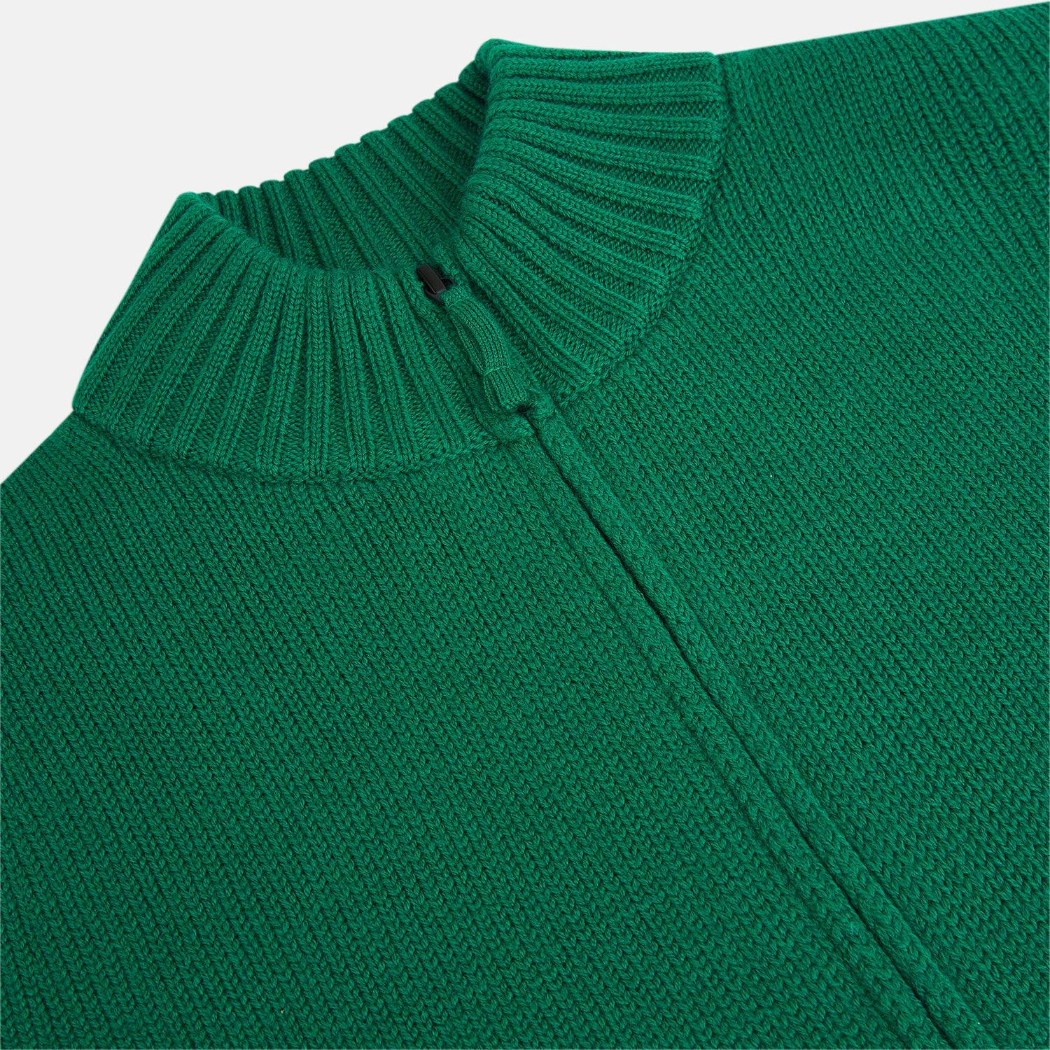 View 2 of product Forest Green Merino High Neck Zipped Cardigan