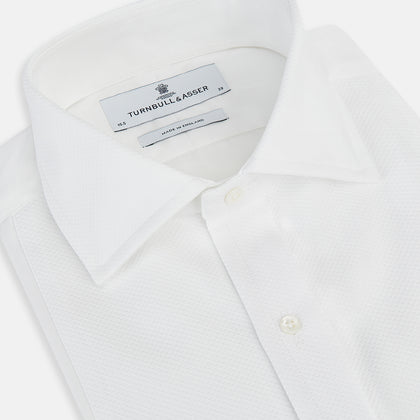Tailored Fit White Marcella Front Shirt with Kent Collar and Double Cuffs