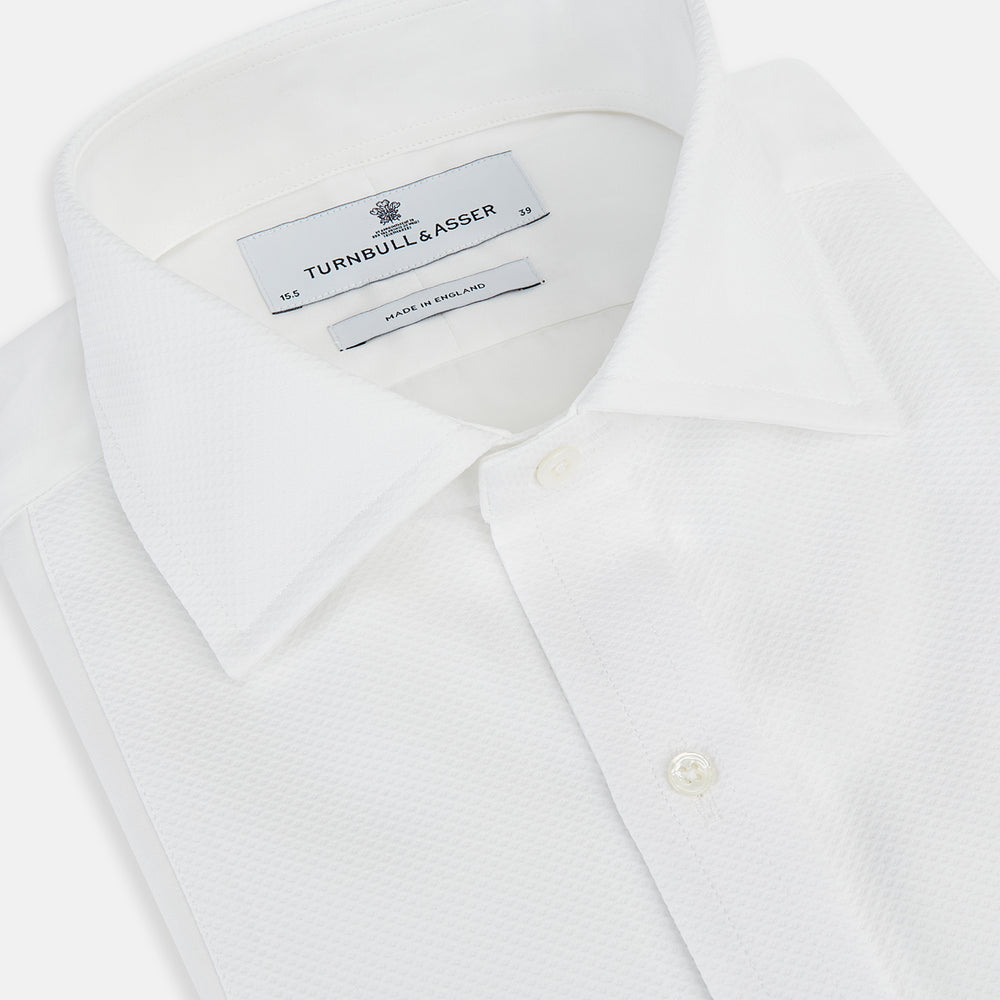 Tailored Fit White Marcella Front Shirt with Kent Collar and Double Cuffs