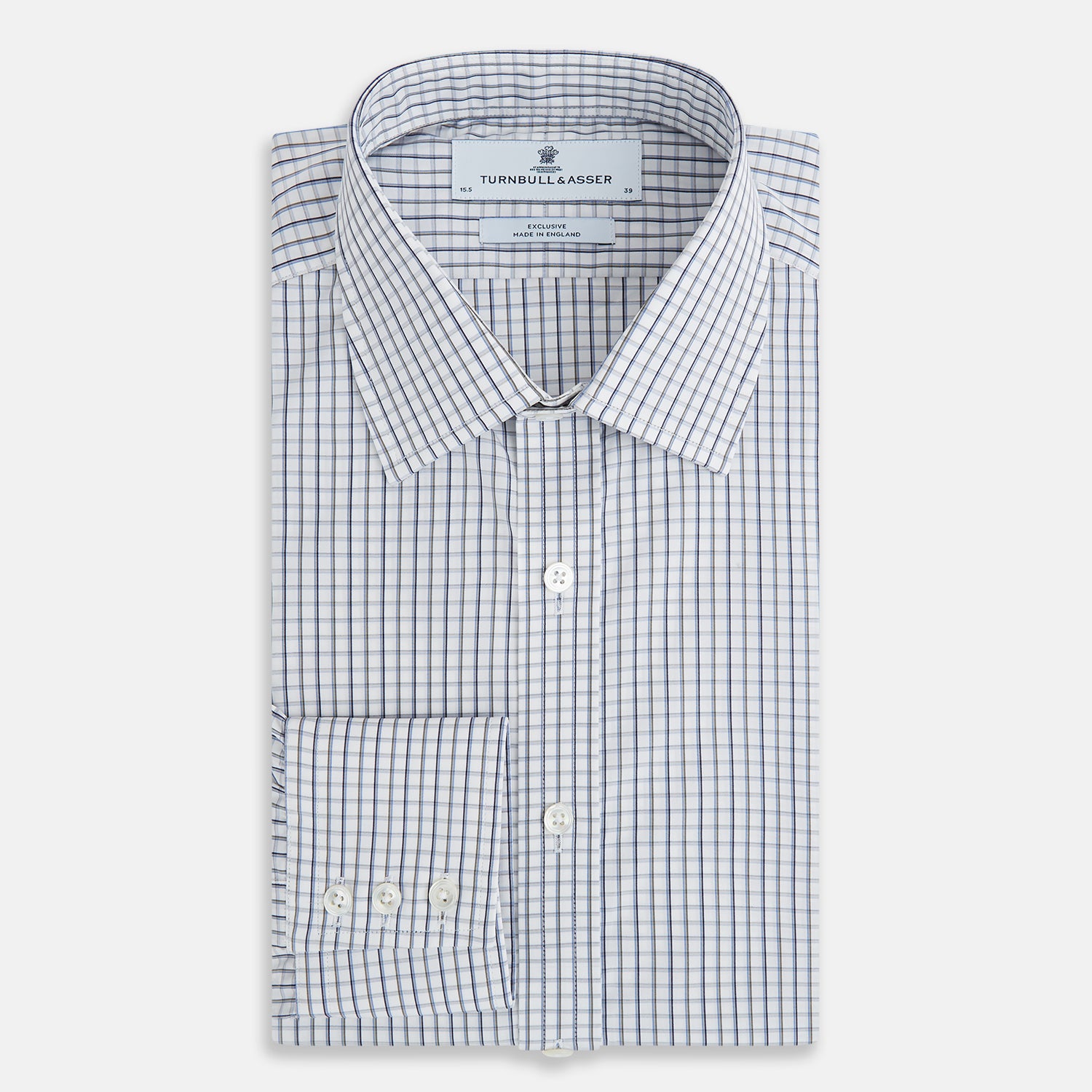 View 5 of product Blue and Coffee Tattersall Check Mayfair Shirt