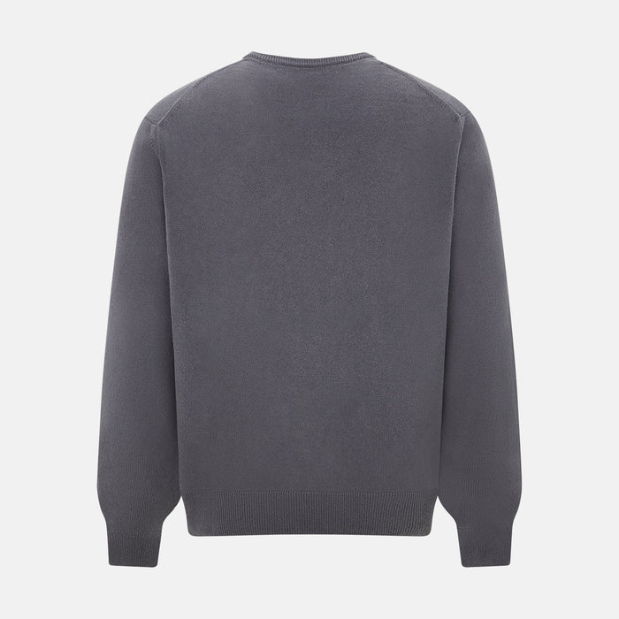 Grey V-Neck Cashmere Jumper Image 2