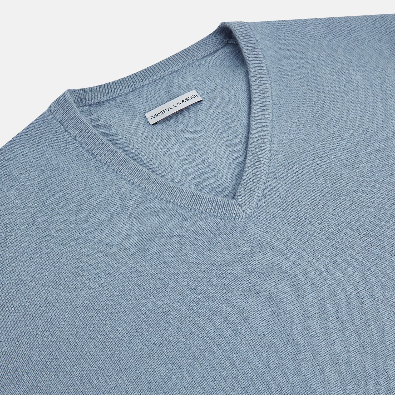 View 2 of product Frost Blue Cashmere V-Neck Jumper