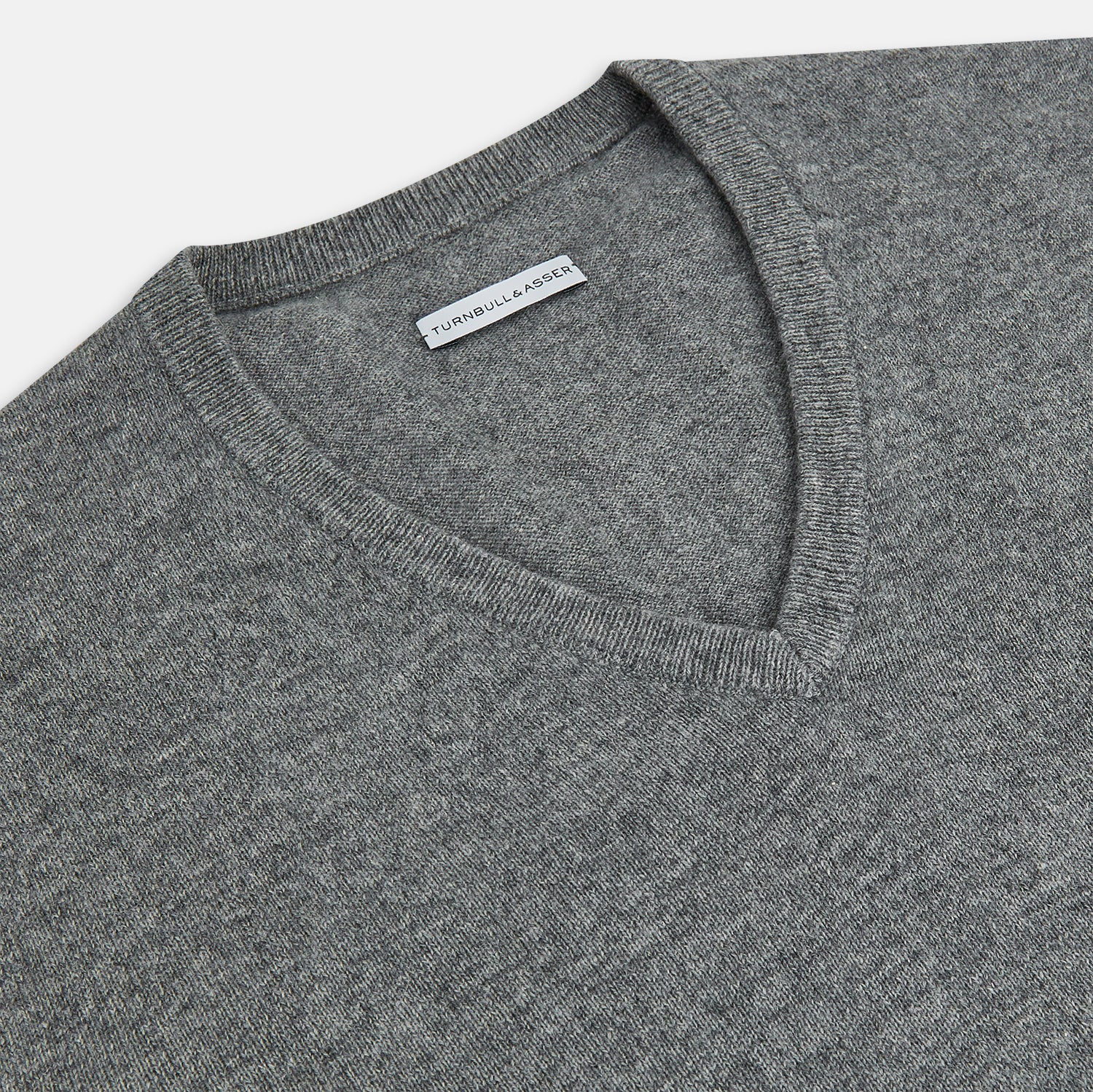 View 2 of product Grey Melange Cashmere V-neck Jumper
