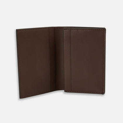 Dark Brown Leather Bi-Fold Card Holder