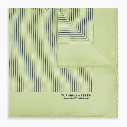Melon Green Stripe Silk Pocket Square Image 4