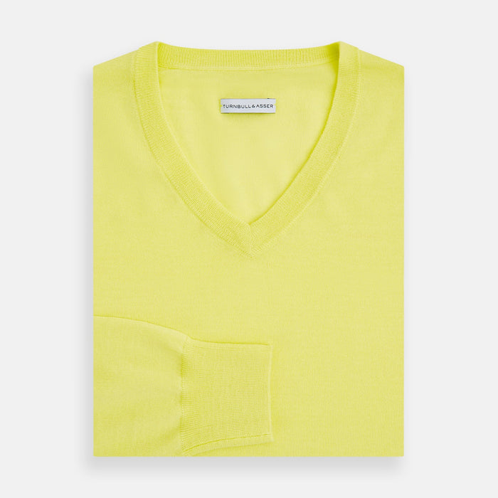 Bright Yellow Merino V-neck Jumper Image 3