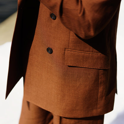 Rust Linen-Wool-Silk Bertie Blazer Image 3