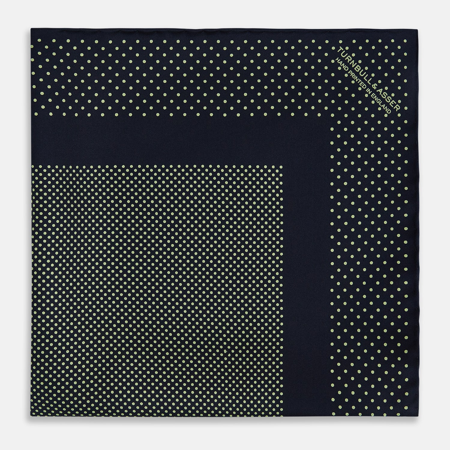 Navy and Melon Green Dot Silk Pocket Square