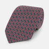 View 1 of product Burgundy and Navy Weave-Patterned Printed Silk Tie