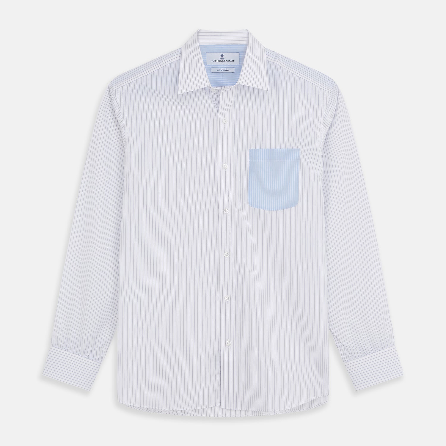 View 1 of product White and Blue Stripe Cotton RE-PURPOSE Weekend Fit Finch Shirt