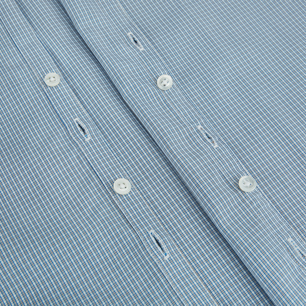 BLUE AND BROWN MICRO SHADOW CHECK WESTMINSTER SHIRT