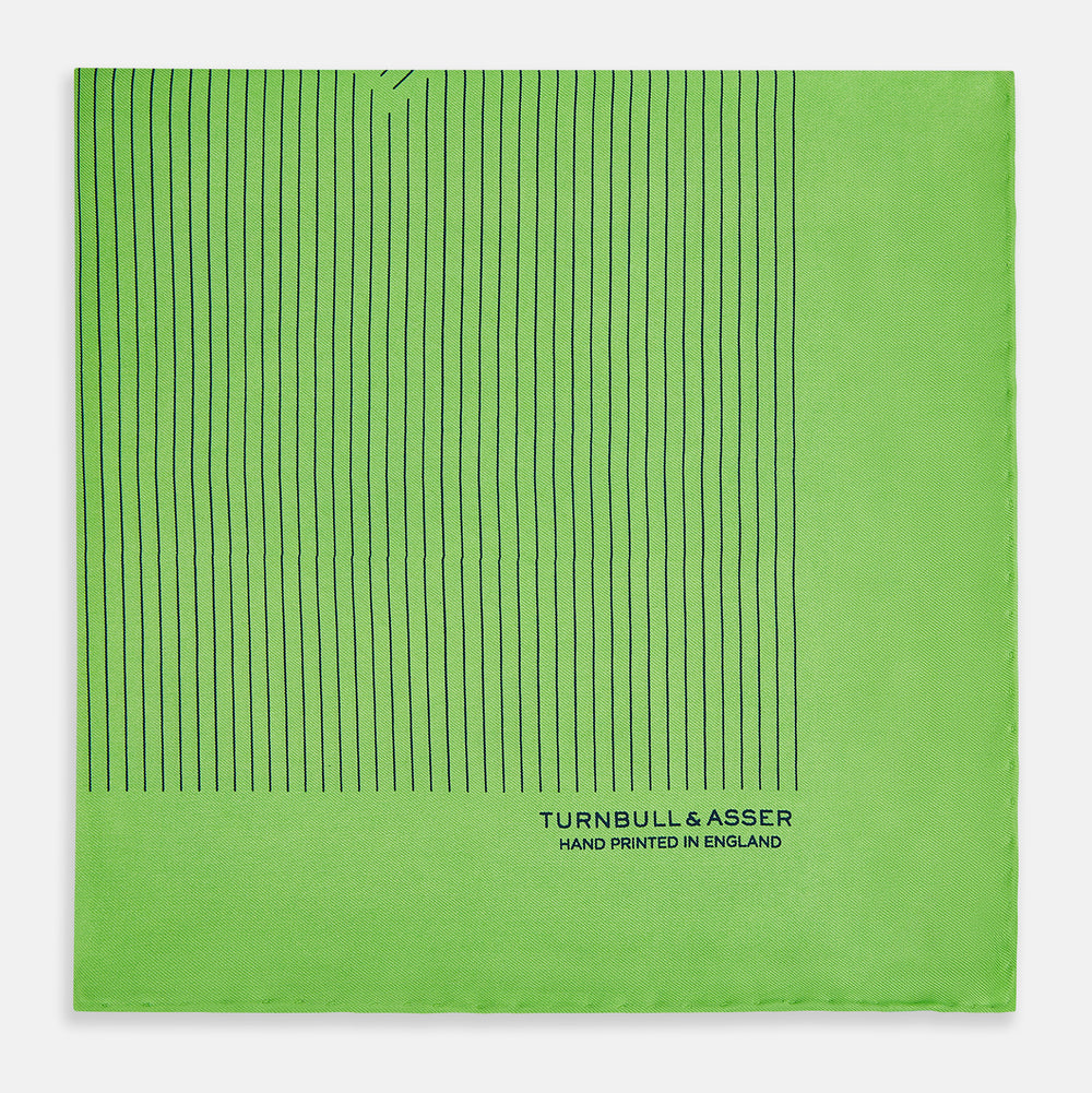 Fern Green Stripe Silk Pocket Square